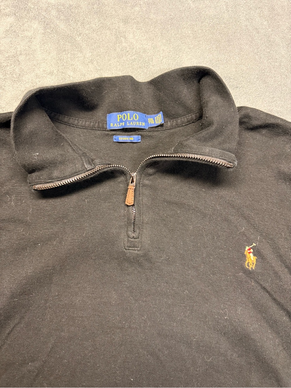 Ralph Lauren Estate Rib Half-Zip Sweater with Yellow Polo Pony